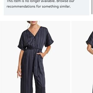 Ciebon V-Neck Button-Front Wide-Leg Jumpsuit in Dark Charcoal NWT